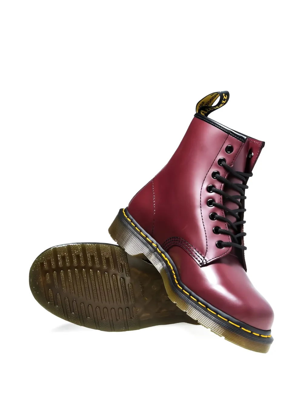 Dr. Martens lace-up leather boots Red