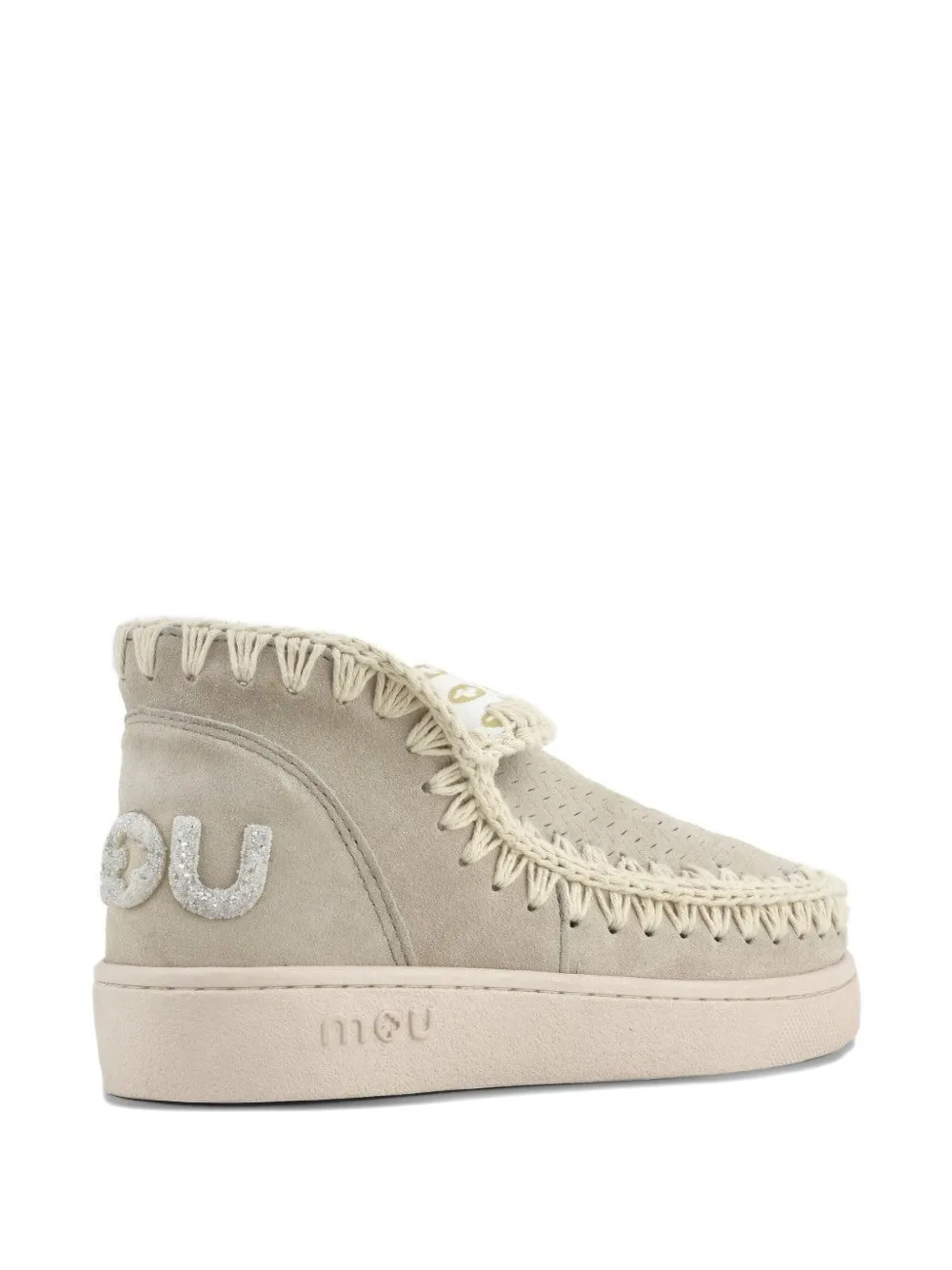 Mou stitching-detail suede sneakers Neutrals