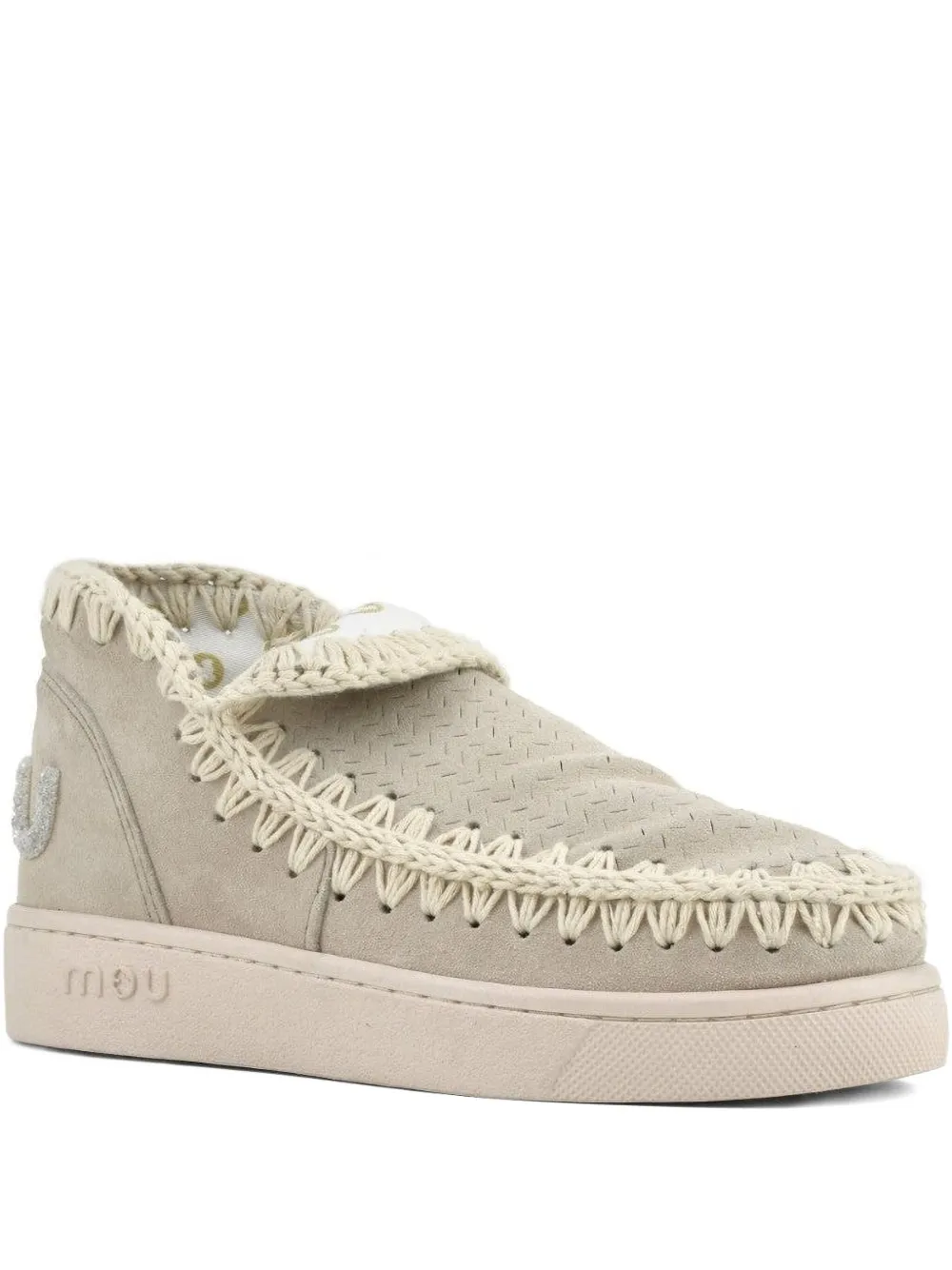 Mou stitching-detail suede sneakers Neutrals