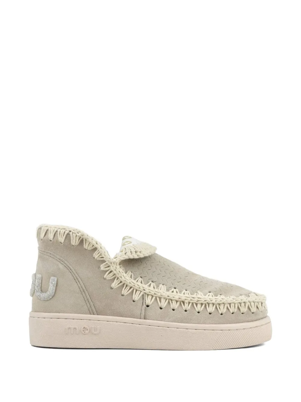 Mou stitching-detail suede sneakers Neutrals