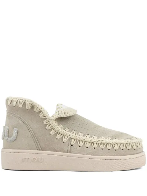 Mou stitching-detail suede sneakers