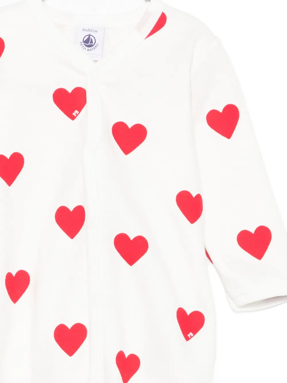 Petit Bateau heart-print romper Wit