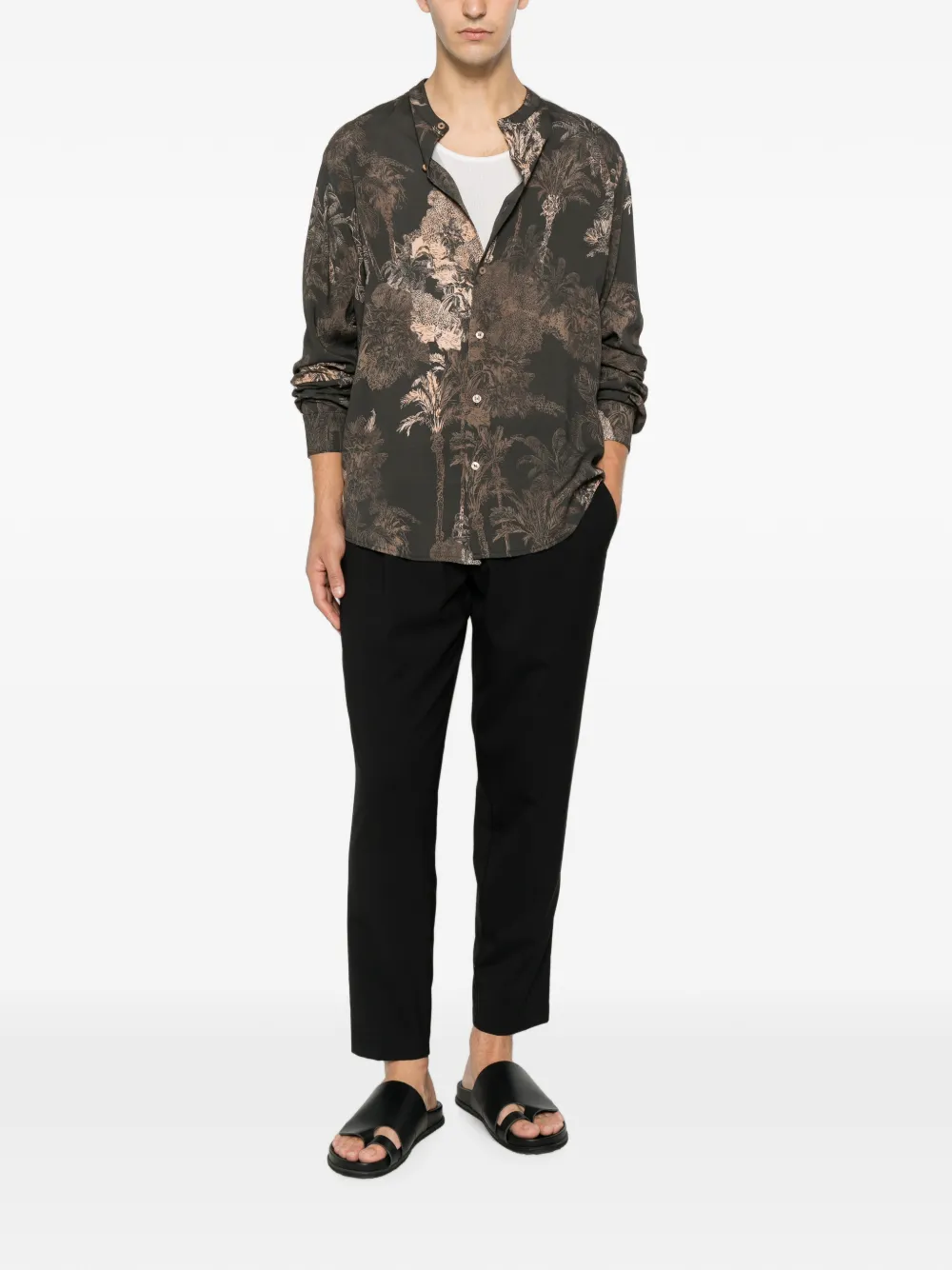 YES LONDON Cropped broek met geplooide voorkant Zwart