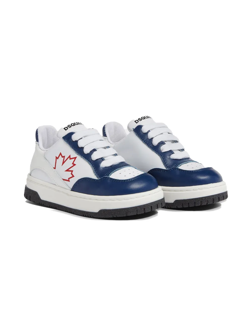 DSQUARED2 KIDS logo-print leather sneakers White