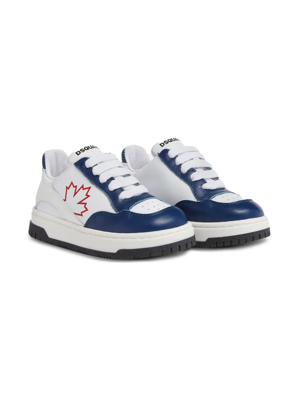 DSQUARED2 KIDS logo-print leather sneakers White