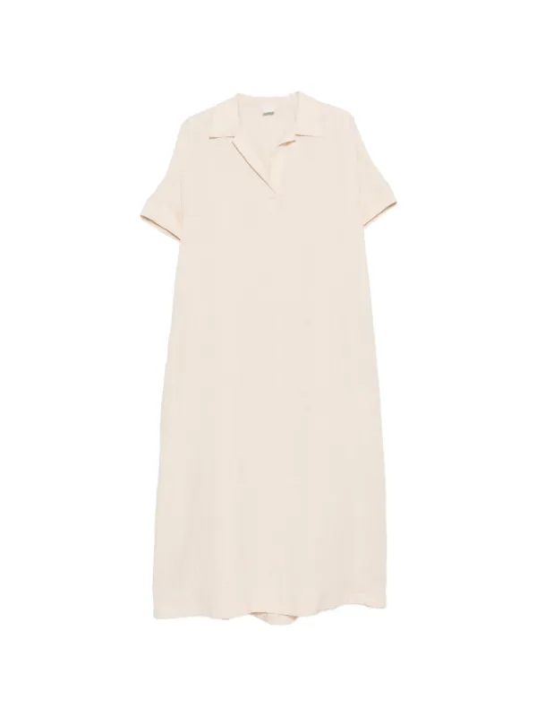 Eleventy Spread-collar Short-sleeve Dress in Neutrals