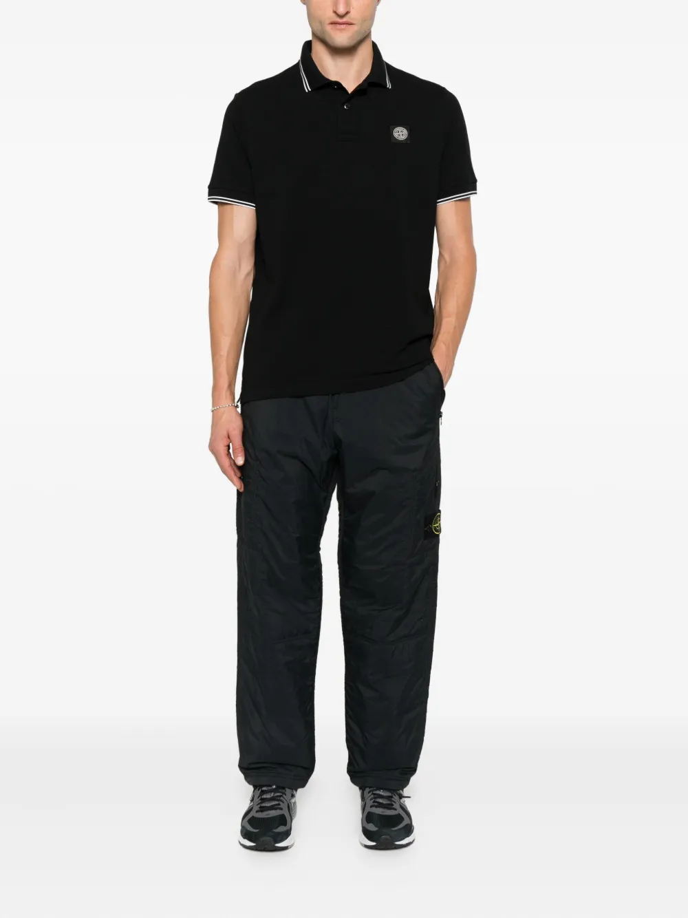 Stone Island logo polo shirt Zwart