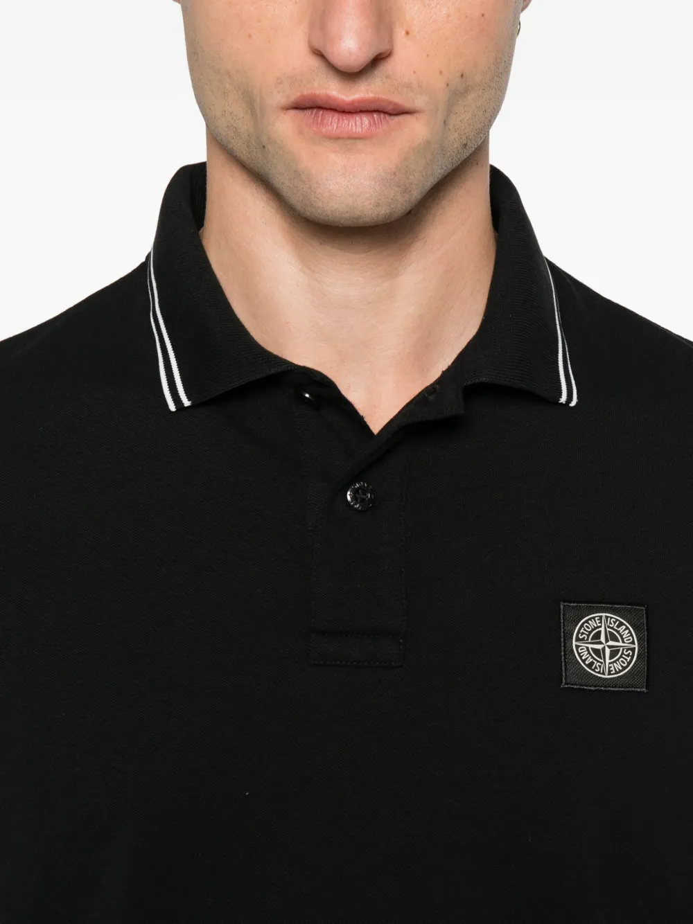 Stone Island logo polo shirt Zwart