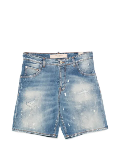YES LONDON distressed paint-splatter shorts