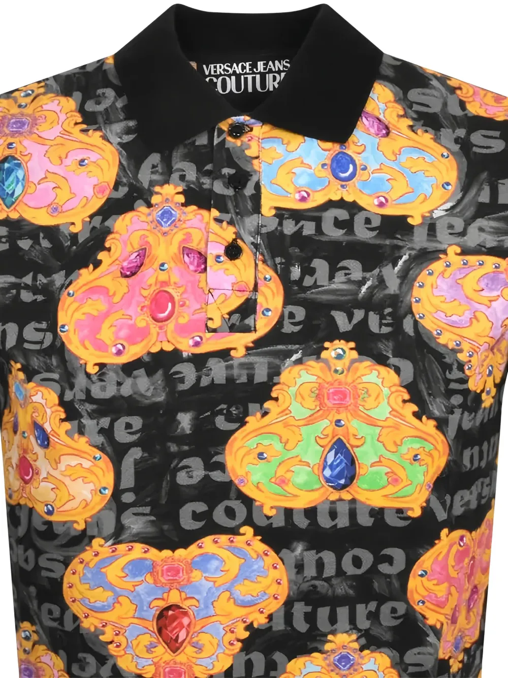 Versace Jeans Couture Poloshirt met barokprint Zwart