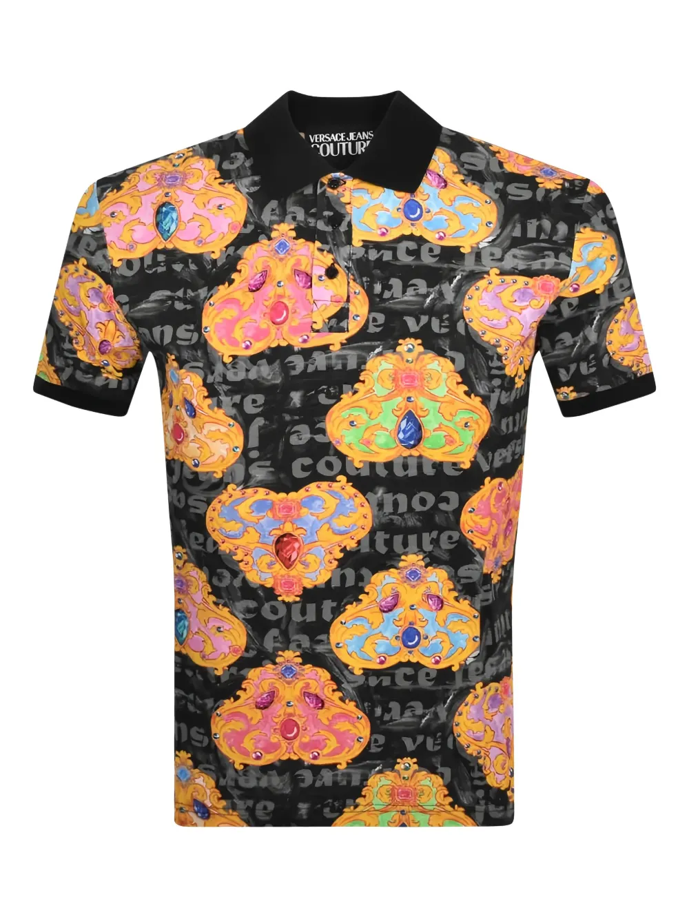 Versace Jeans Couture Poloshirt met barokprint Zwart