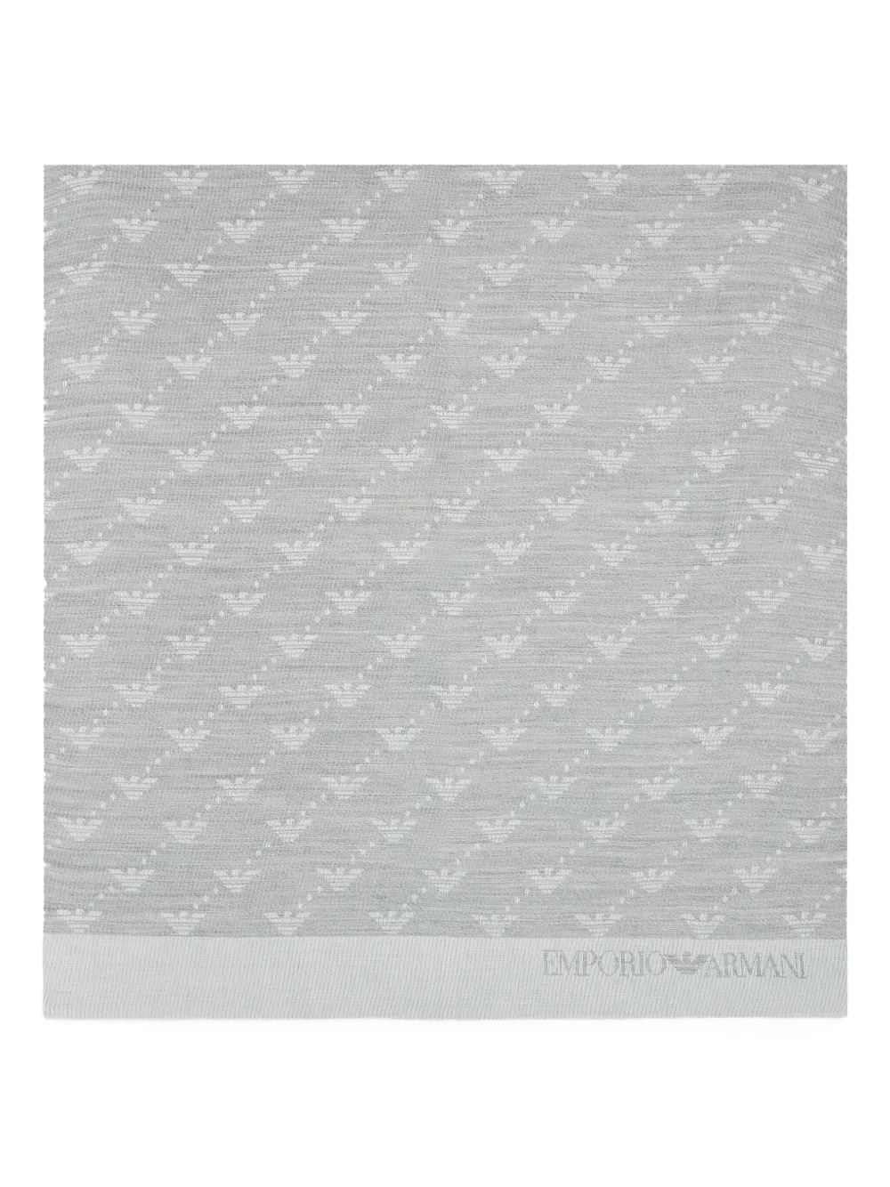 Emporio Armani logo-pattern fringed scarf | Grey | Image 1