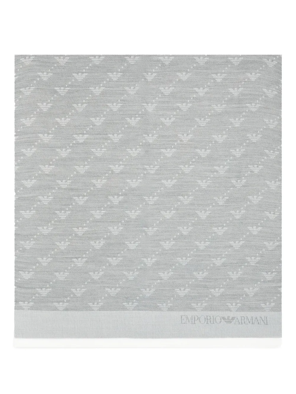 Emporio Armani logo-pattern fringed scarf Grijs