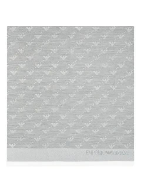 Emporio Armani logo-pattern fringed scarf