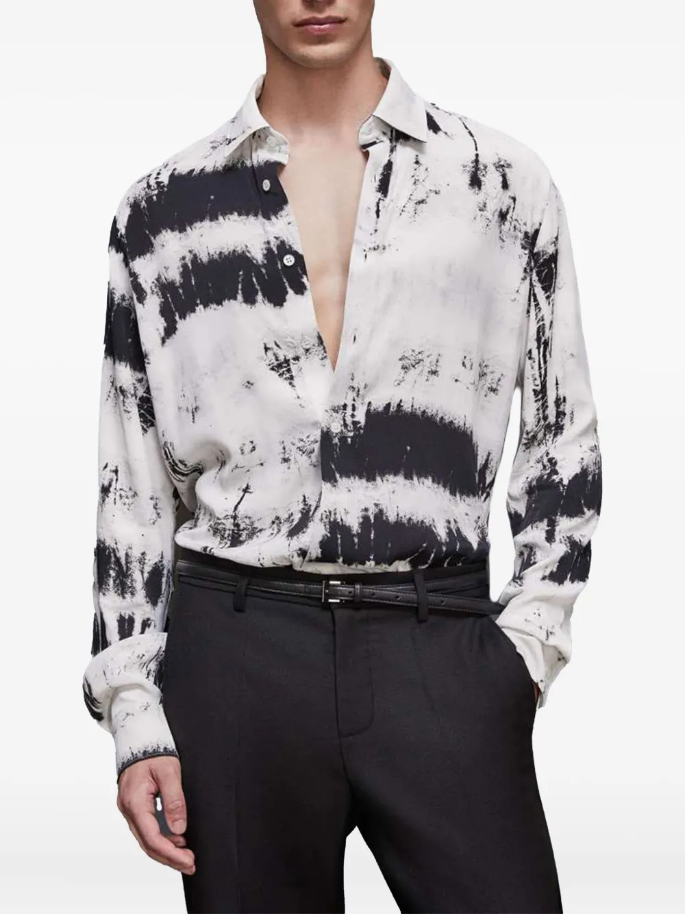 Patrizia Pepe tie-dye long-sleeve shirt Zwart