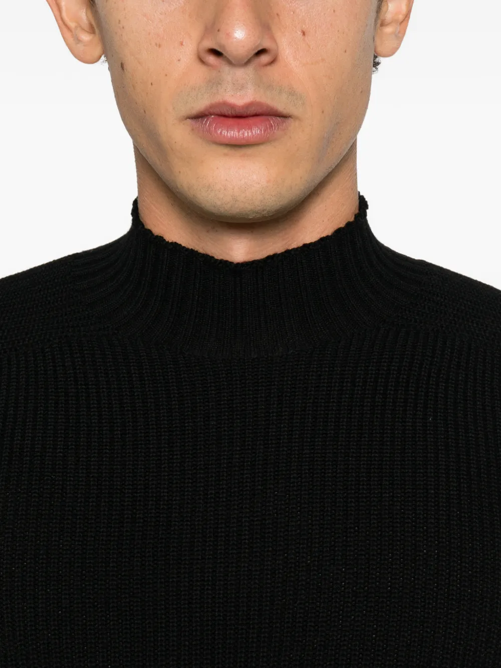 Tagliatore Ribgebreide trui met hoge hals Zwart