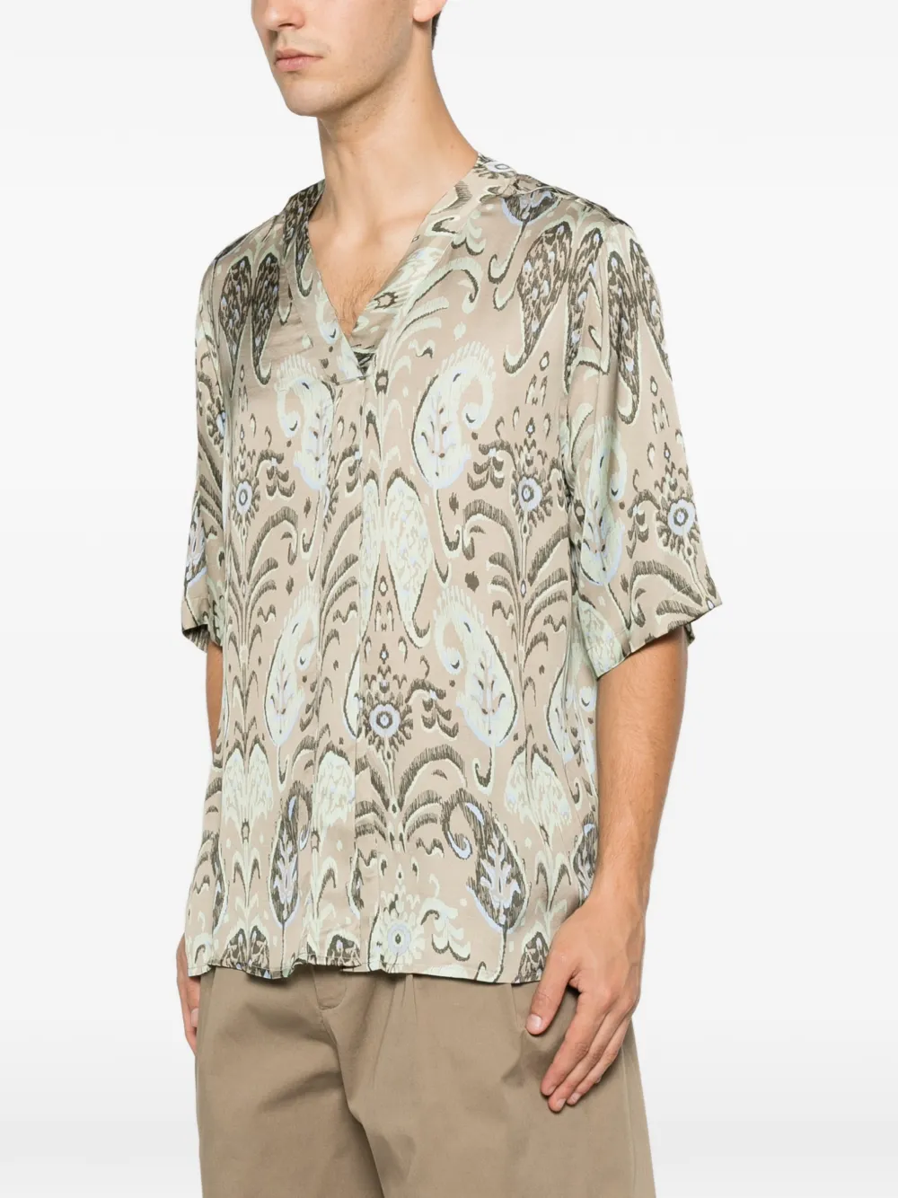 Low Brand Overhemd met paisley-print en V-hals Beige
