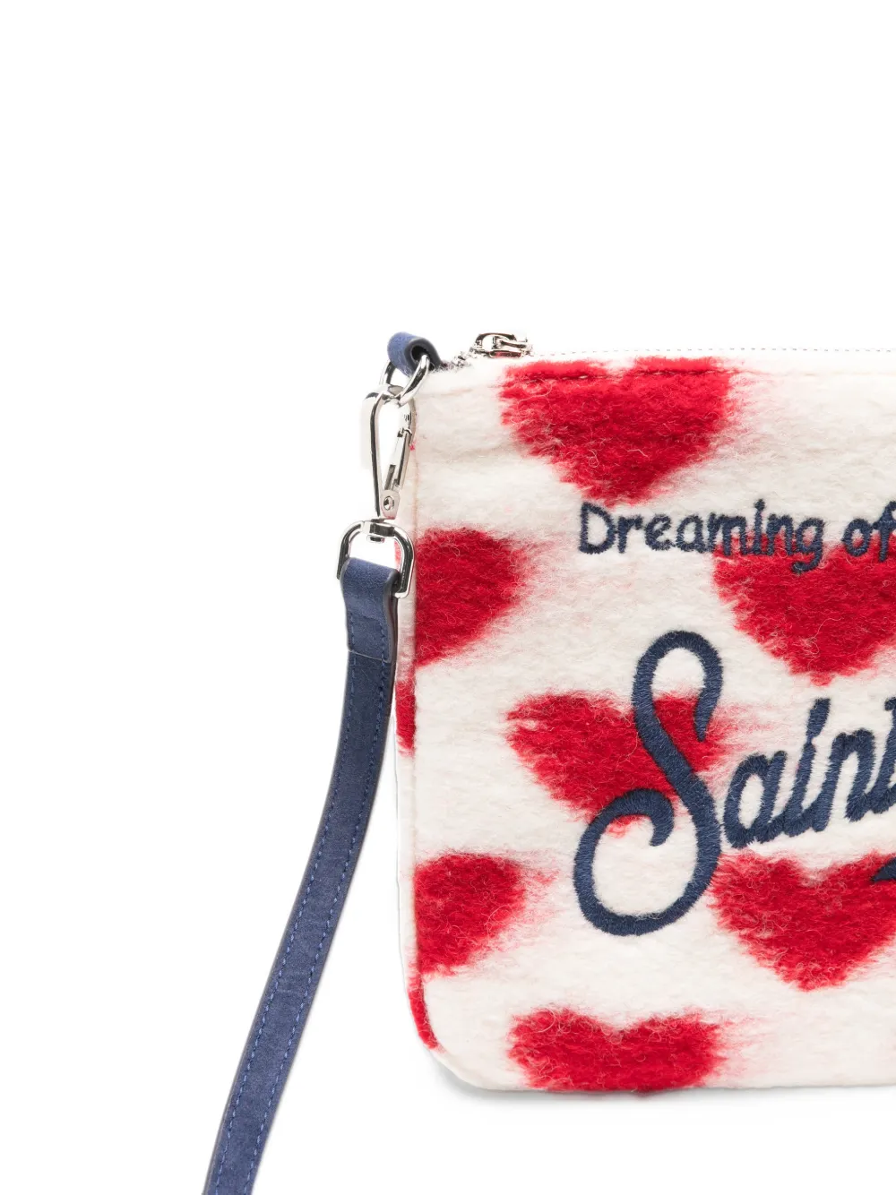 MC2 Saint Barth Parisienne heart-print logo-embroidered clutch bag Wit