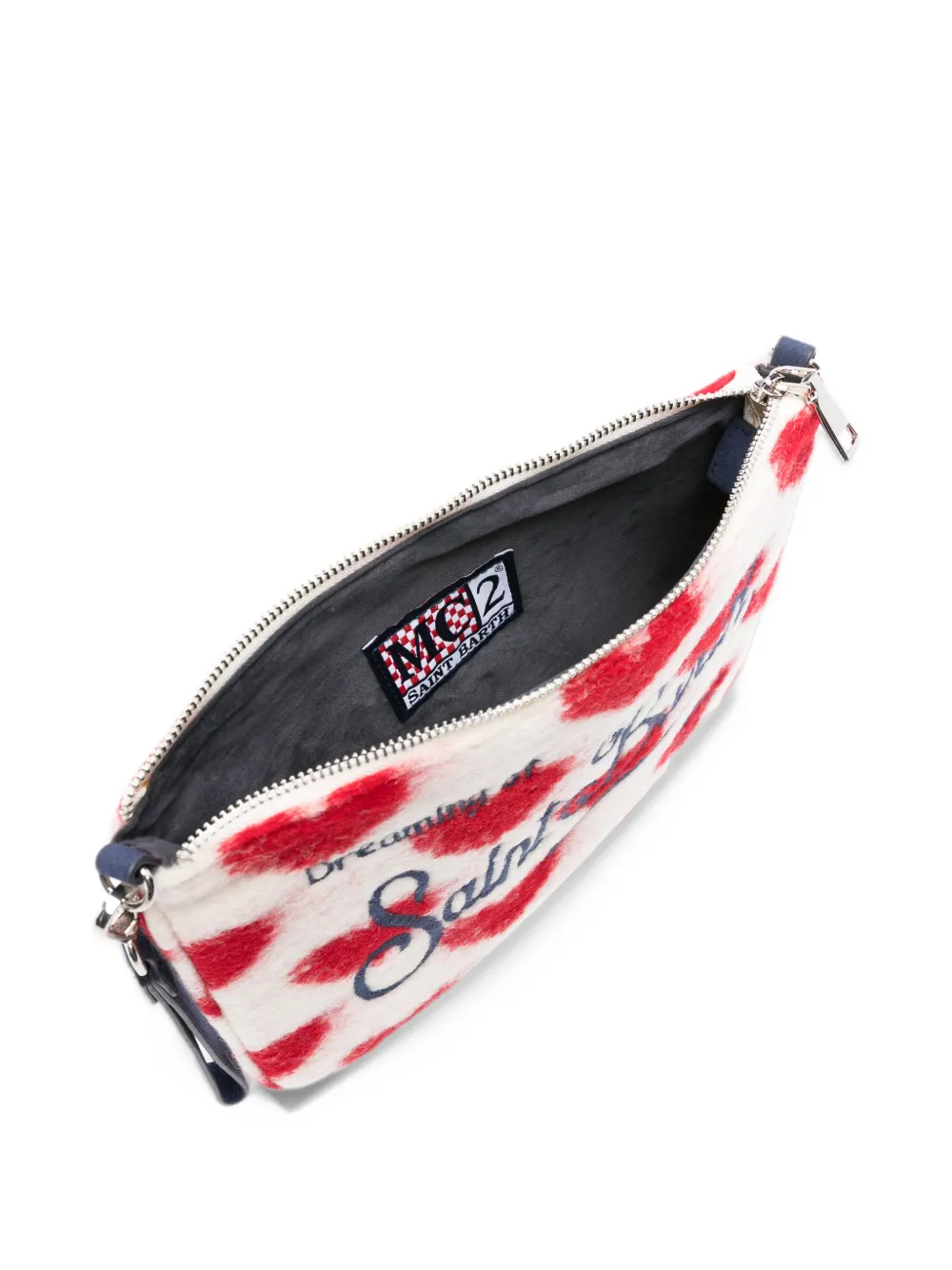 MC2 Saint Barth Parisienne heart-print logo-embroidered clutch bag Wit