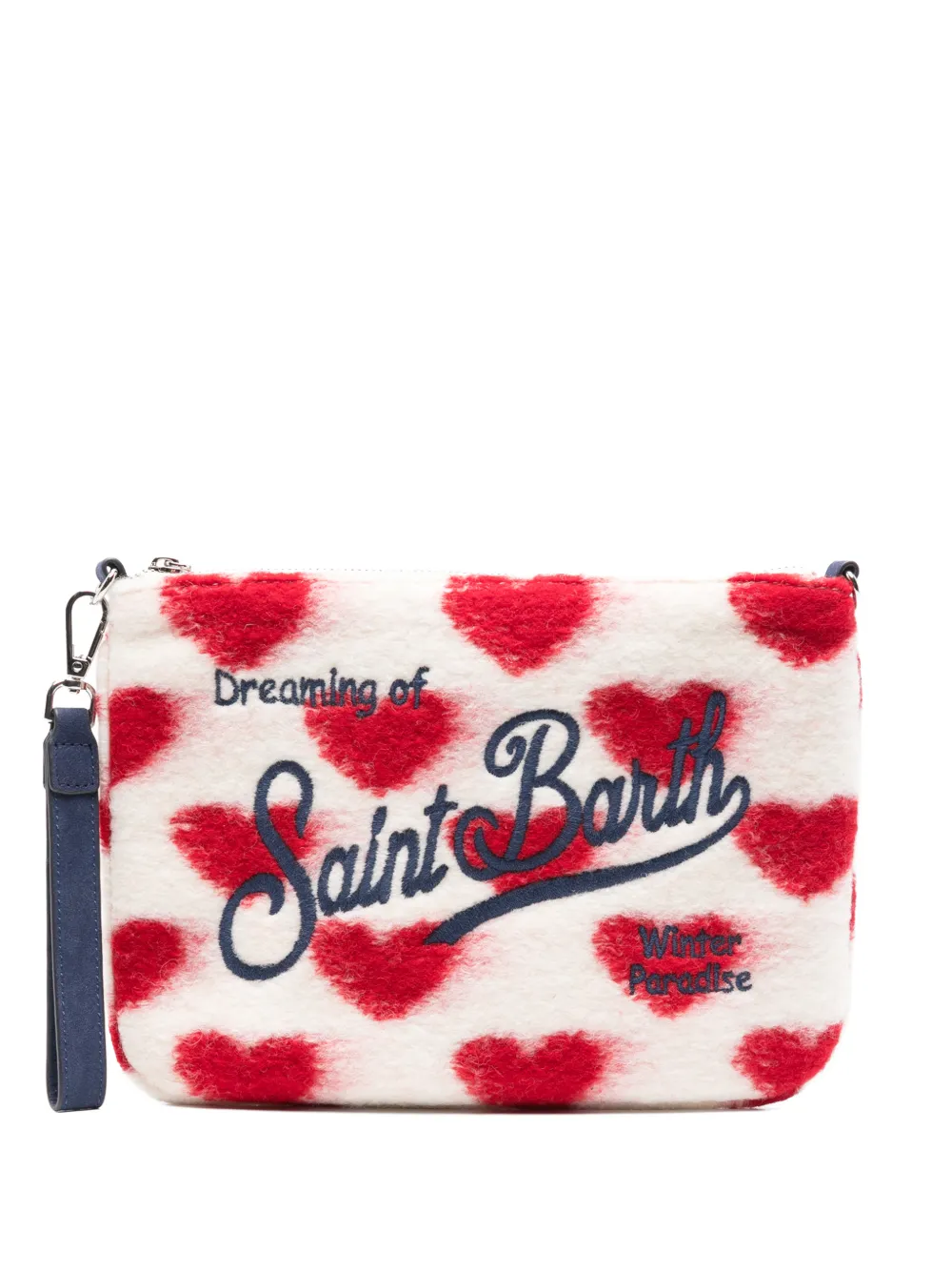 MC2 Saint Barth Parisienne heart-print logo-embroidered clutch bag Wit