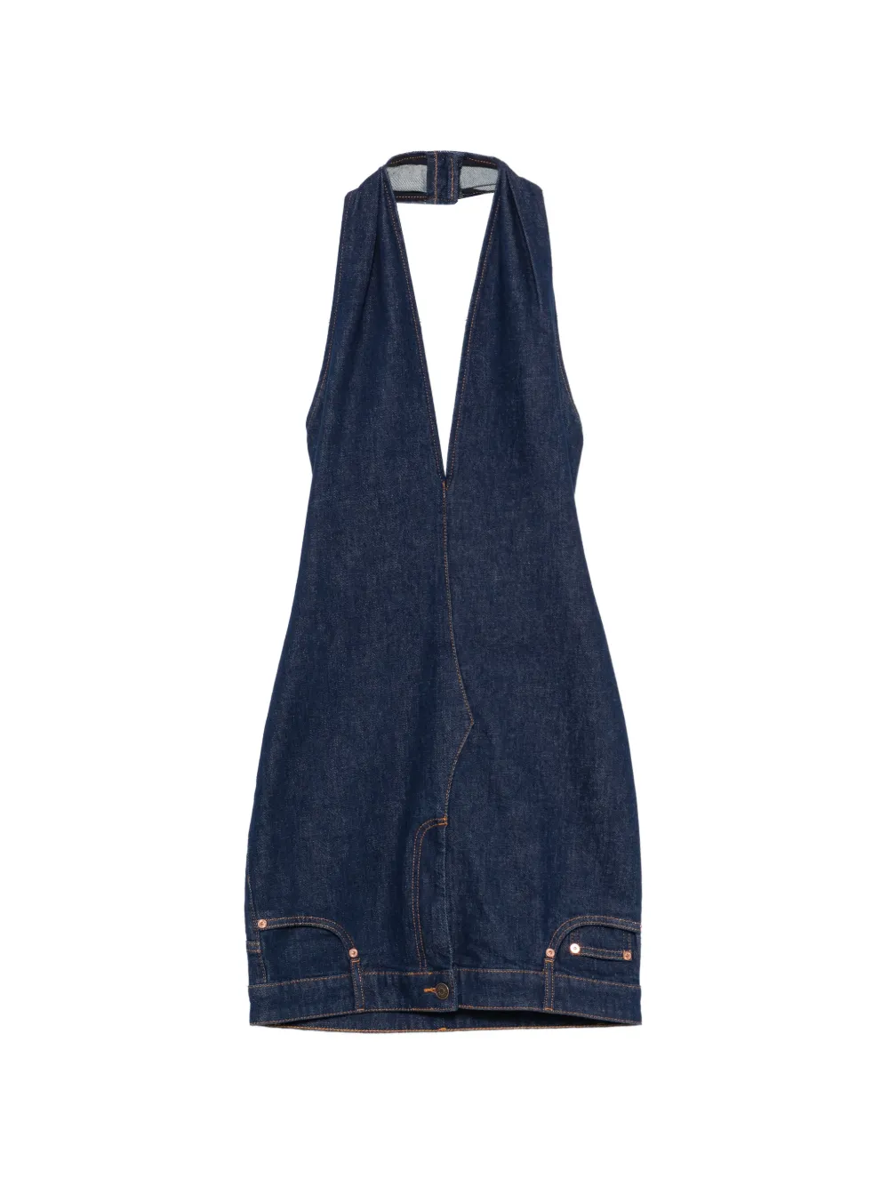 MOSCHINO JEANS halter-neck denim mini dress - Blu