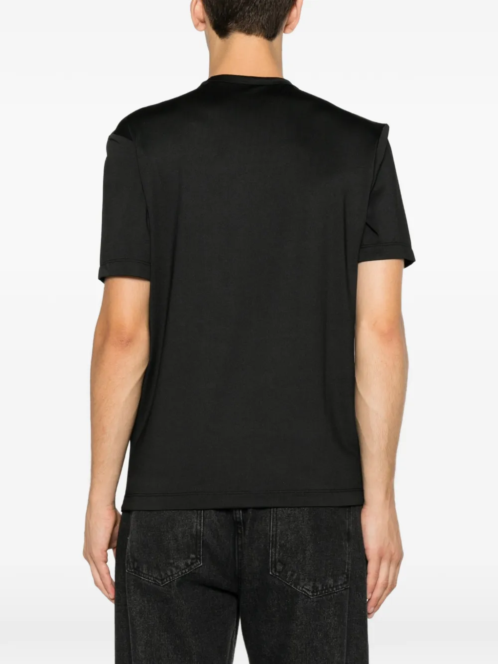 Blauer T-shirt met logoprint Zwart