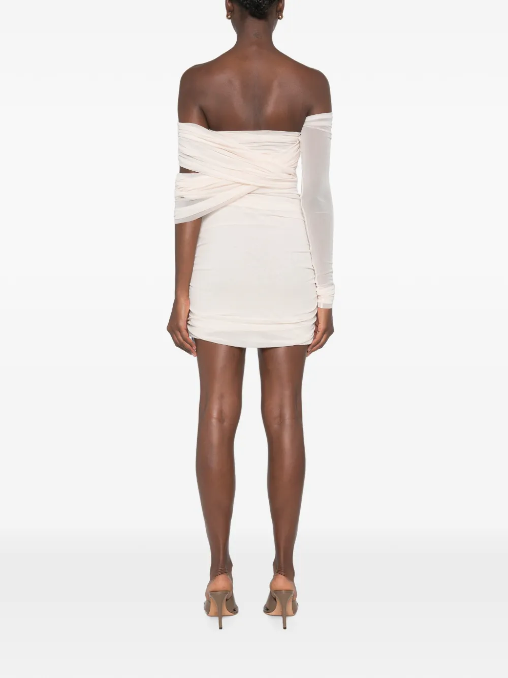 Philosophy Di Lorenzo Serafini Off-shoulder mini-jurk met ruches Beige