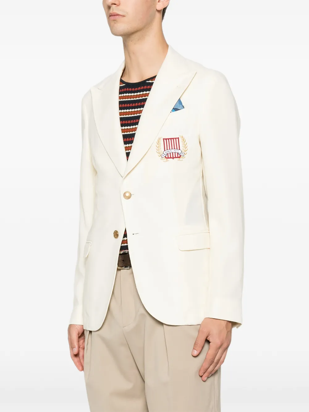 Manuel Ritz Jack met geborduurd logo en puntige revers Beige