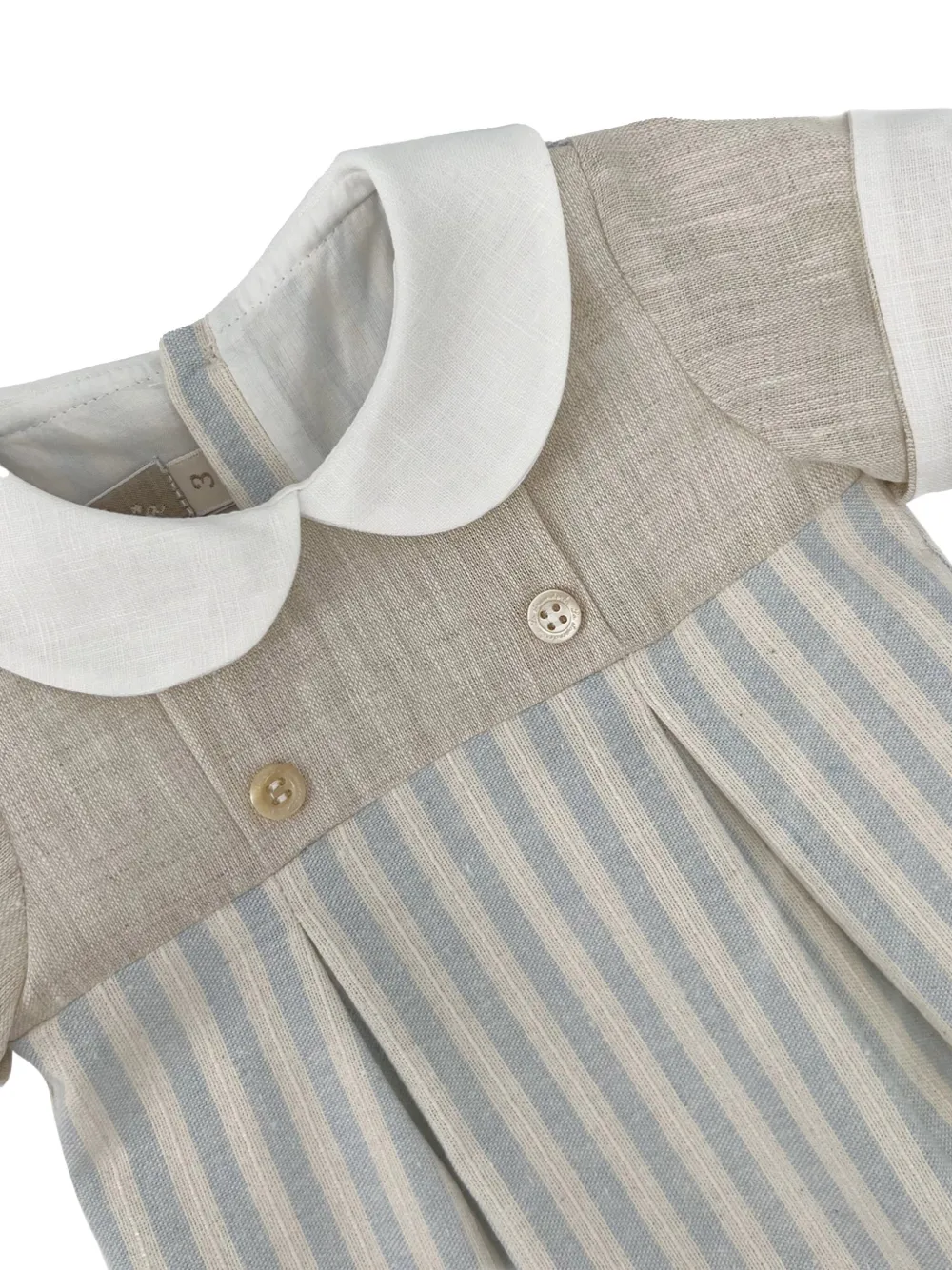 La Stupenderia Gestreepte romper met Peter Pan kraag Beige