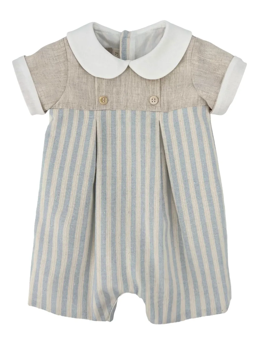 La Stupenderia Gestreepte romper met Peter Pan kraag Beige