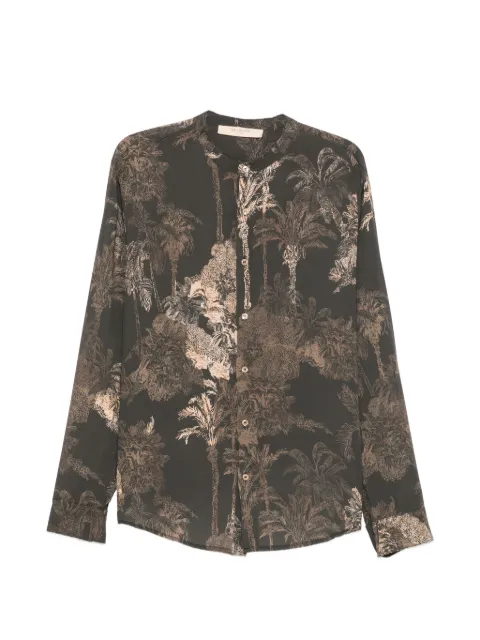 YES LONDON palm-print band-collar shirt