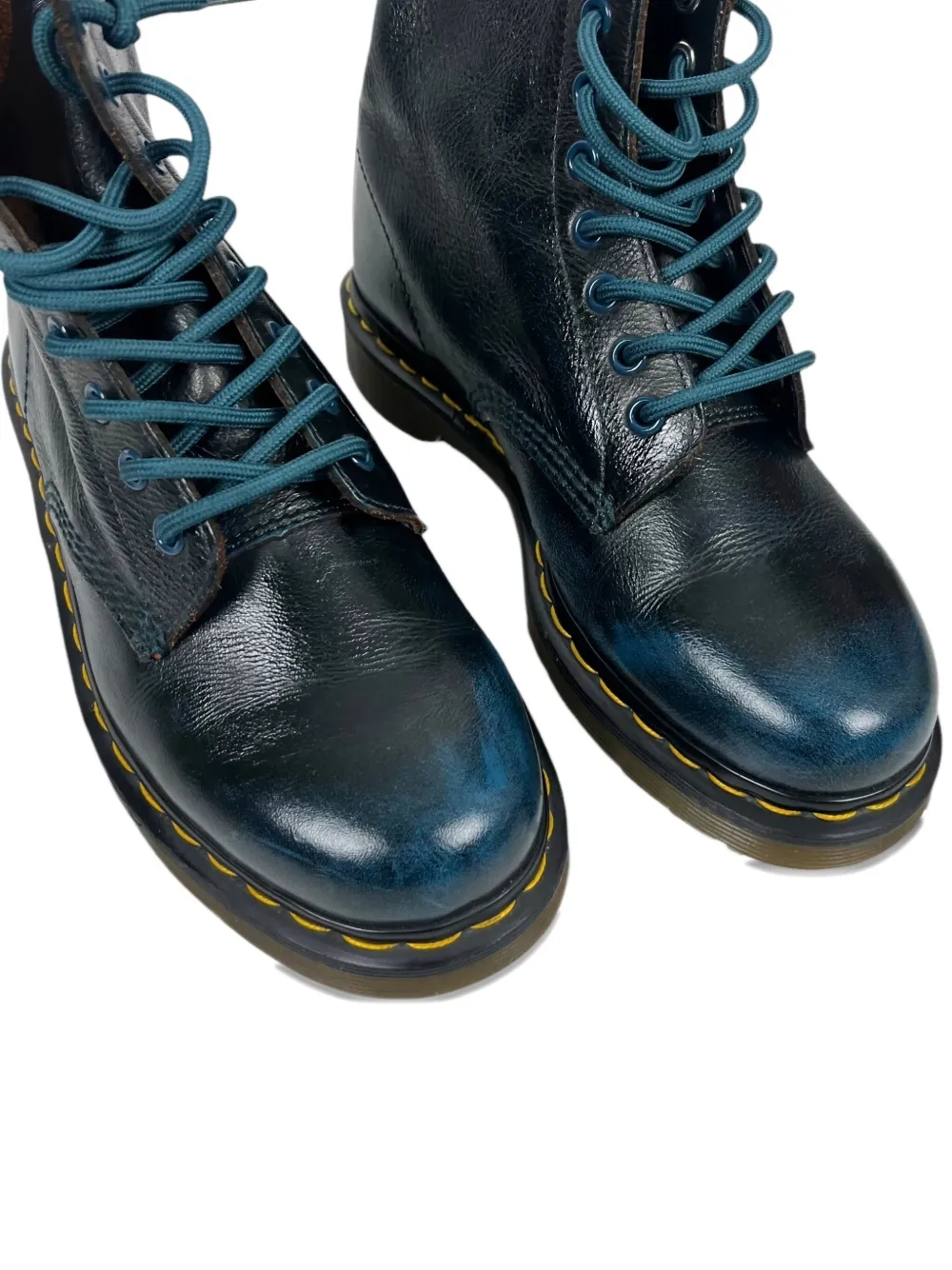 Dr. Martens leather lace-up biker boots Blauw