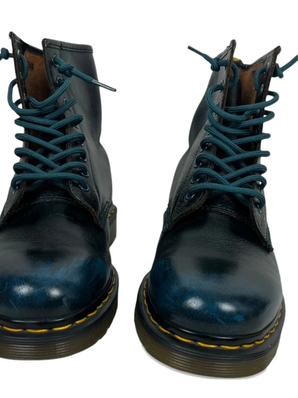 Dr. Martens leather lace-up biker boots Blauw
