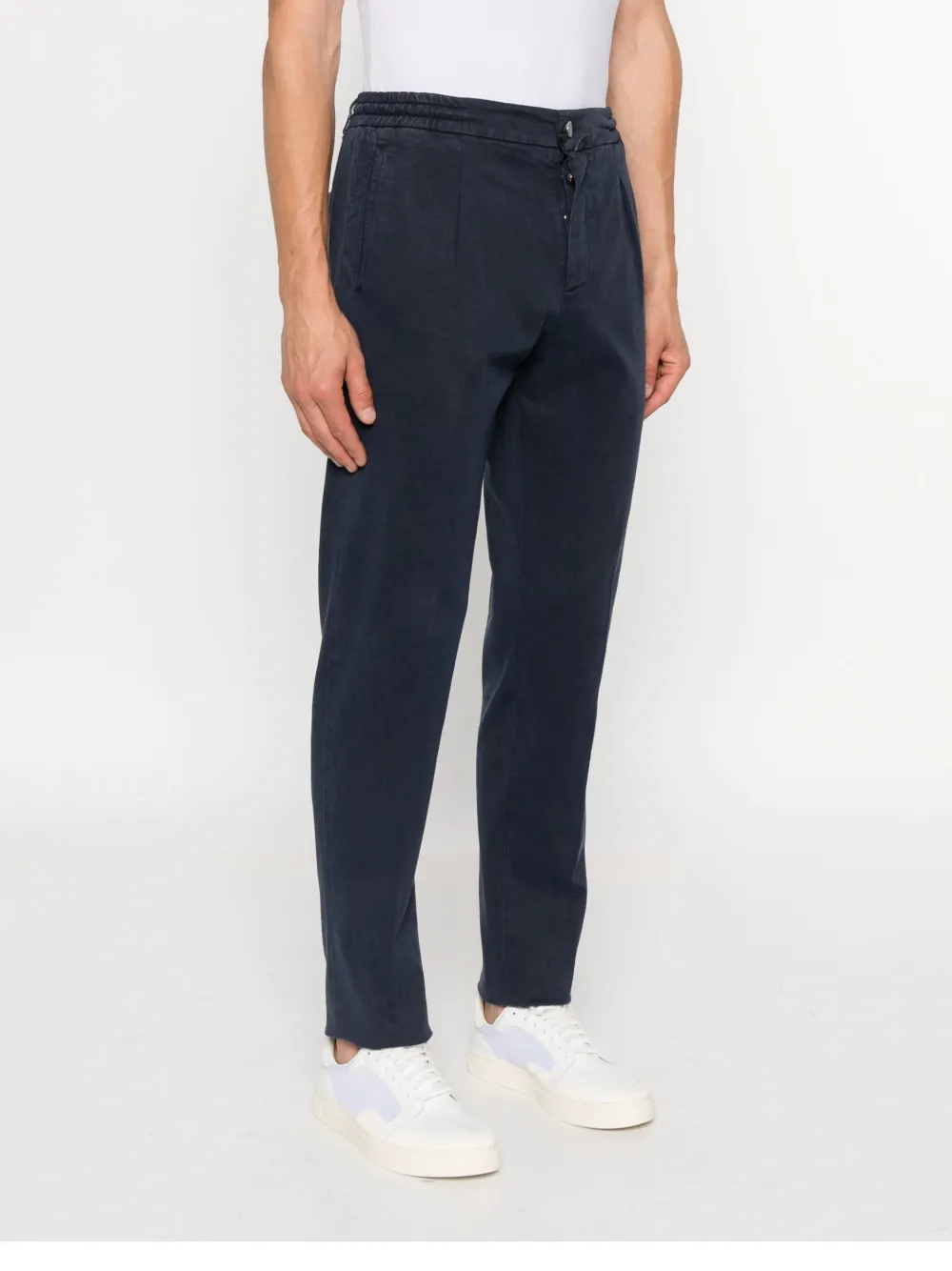 Kiton Plooibroek met franje Blauw