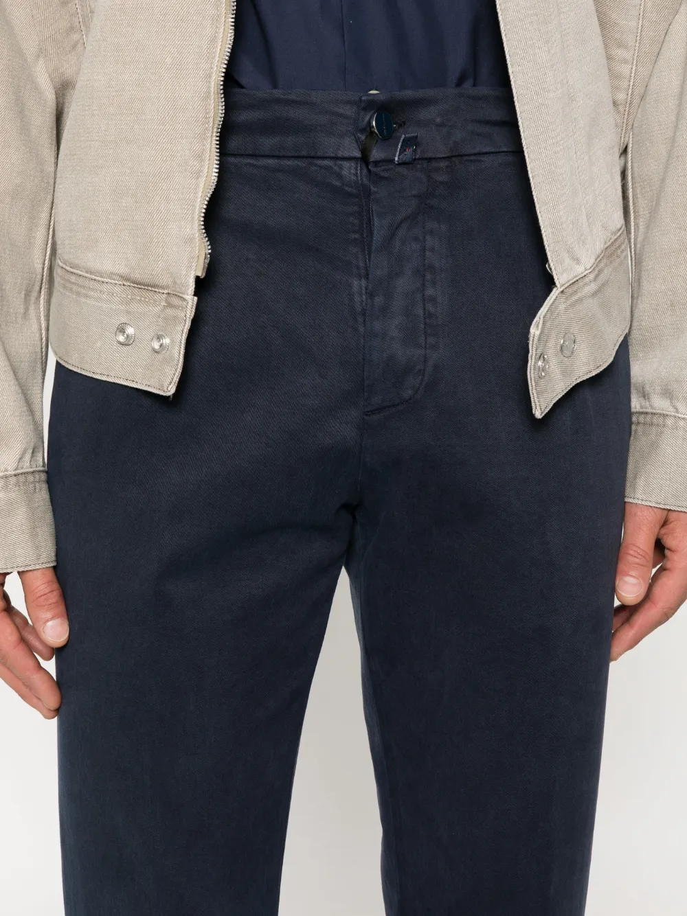Kiton Plooibroek met franje Blauw