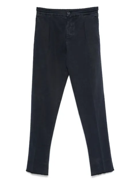 Kiton pleated frayed trousers