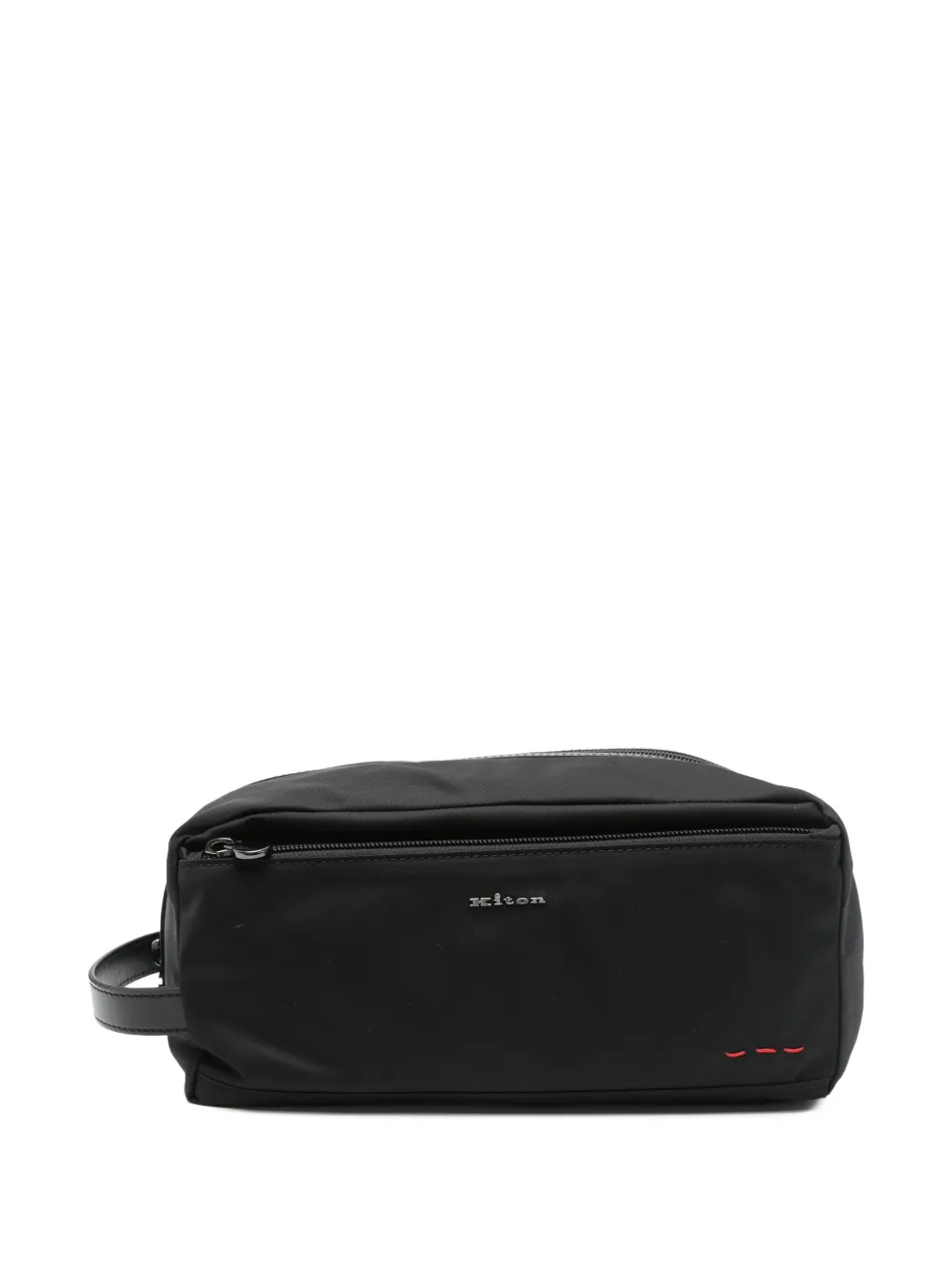Kiton logo-lettering wash bag - Schwarz