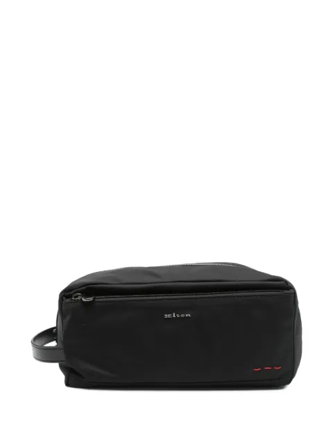 Kiton logo-lettering wash bag