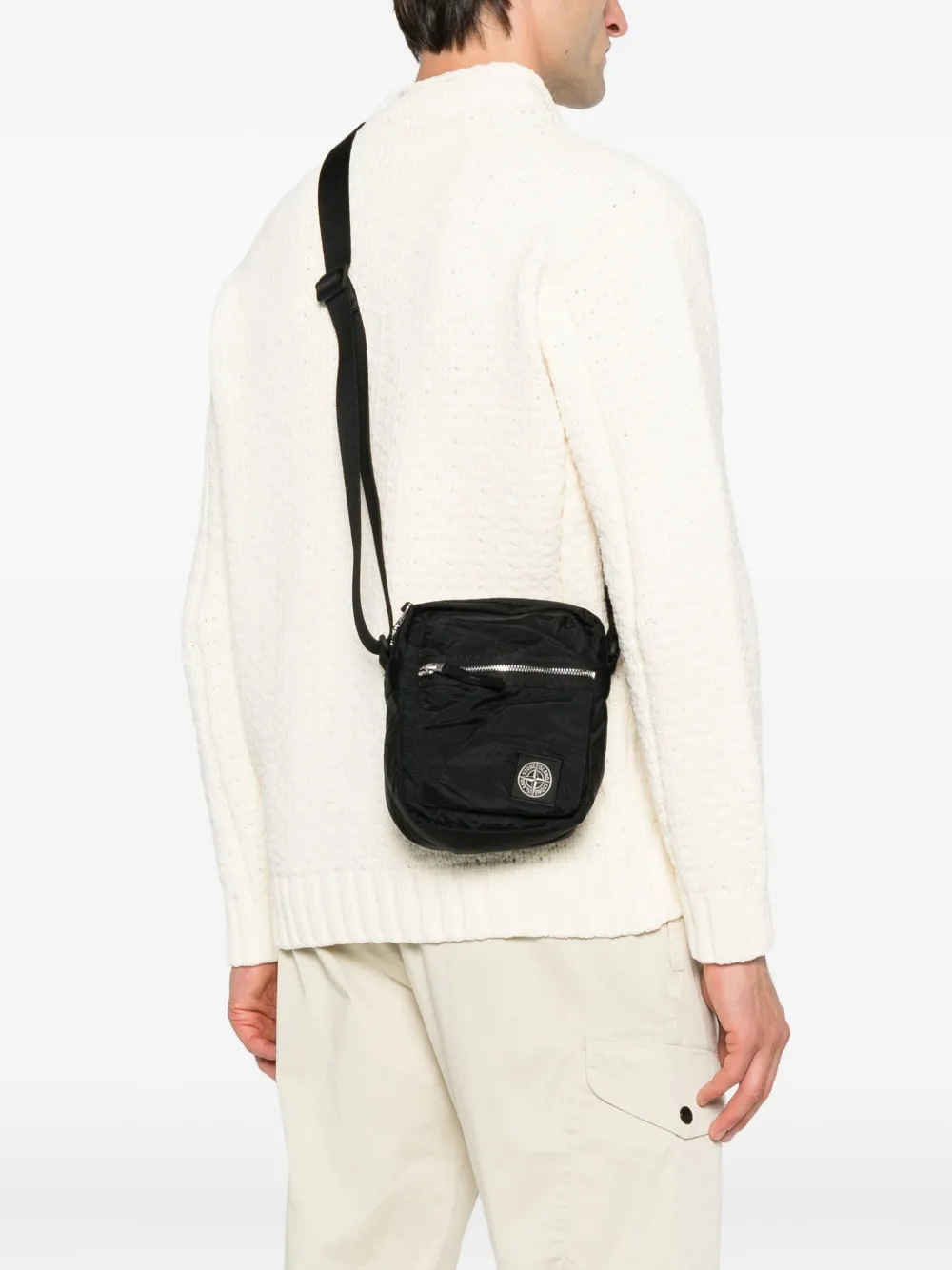 Stone Island Messengertas met Compass-logopatch Zwart