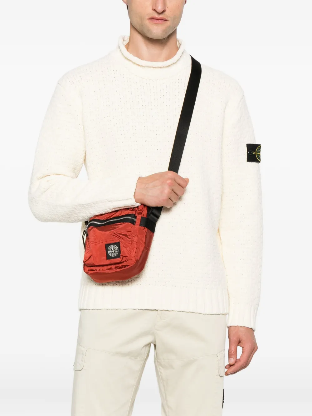 Stone Island ECONYL zip-fastening messenger bag Rood