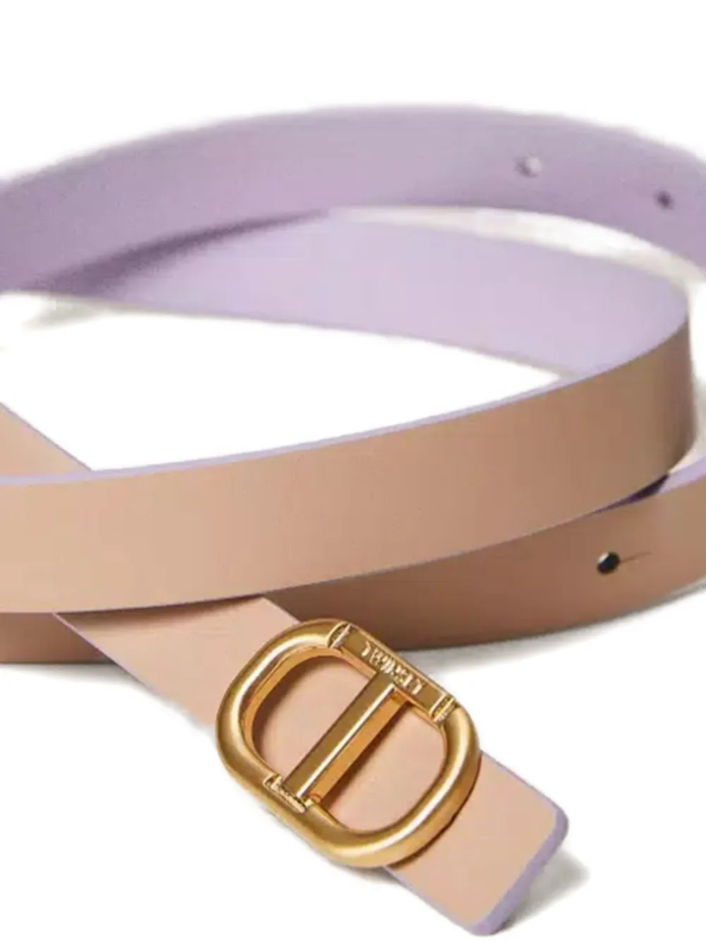 TWINSET Leren riem met logoplakkaat Paars