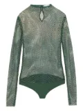 Patrizia Pepe rhinestone-embellished mesh bodysuit - Green