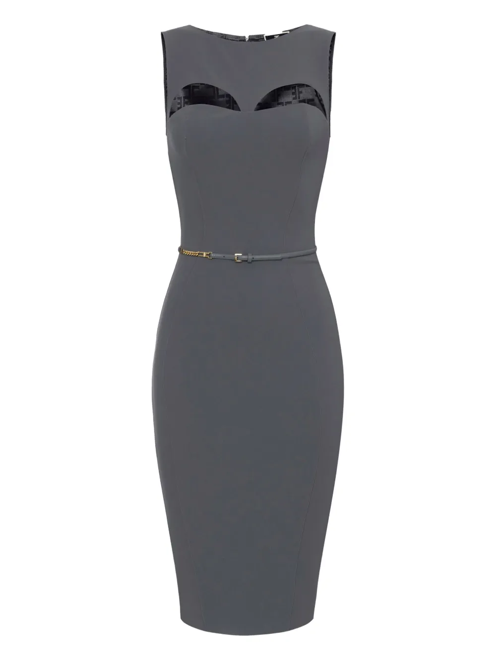 Elisabetta Franchi Jurk met ceintuur en uitgesneden details Grijs