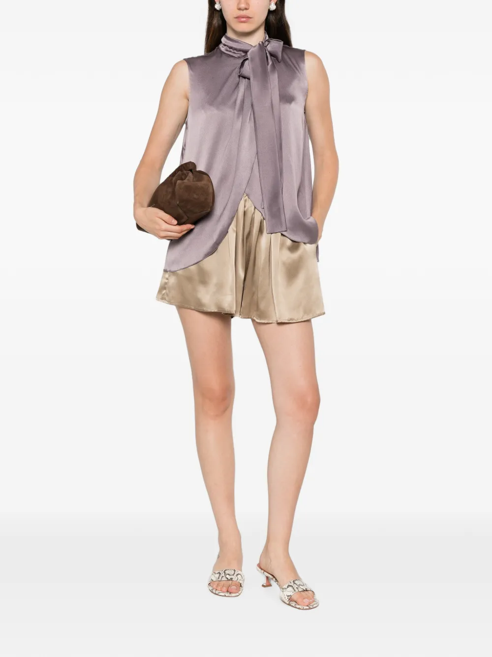 Alberta Ferretti Blouse met gestrikte hals Paars