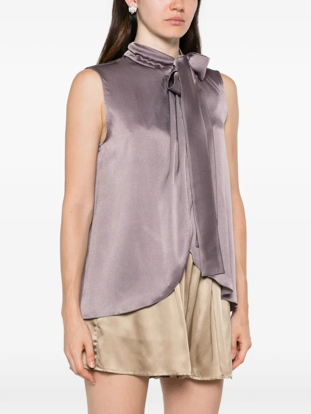 Alberta Ferretti Blouse met gestrikte hals Paars