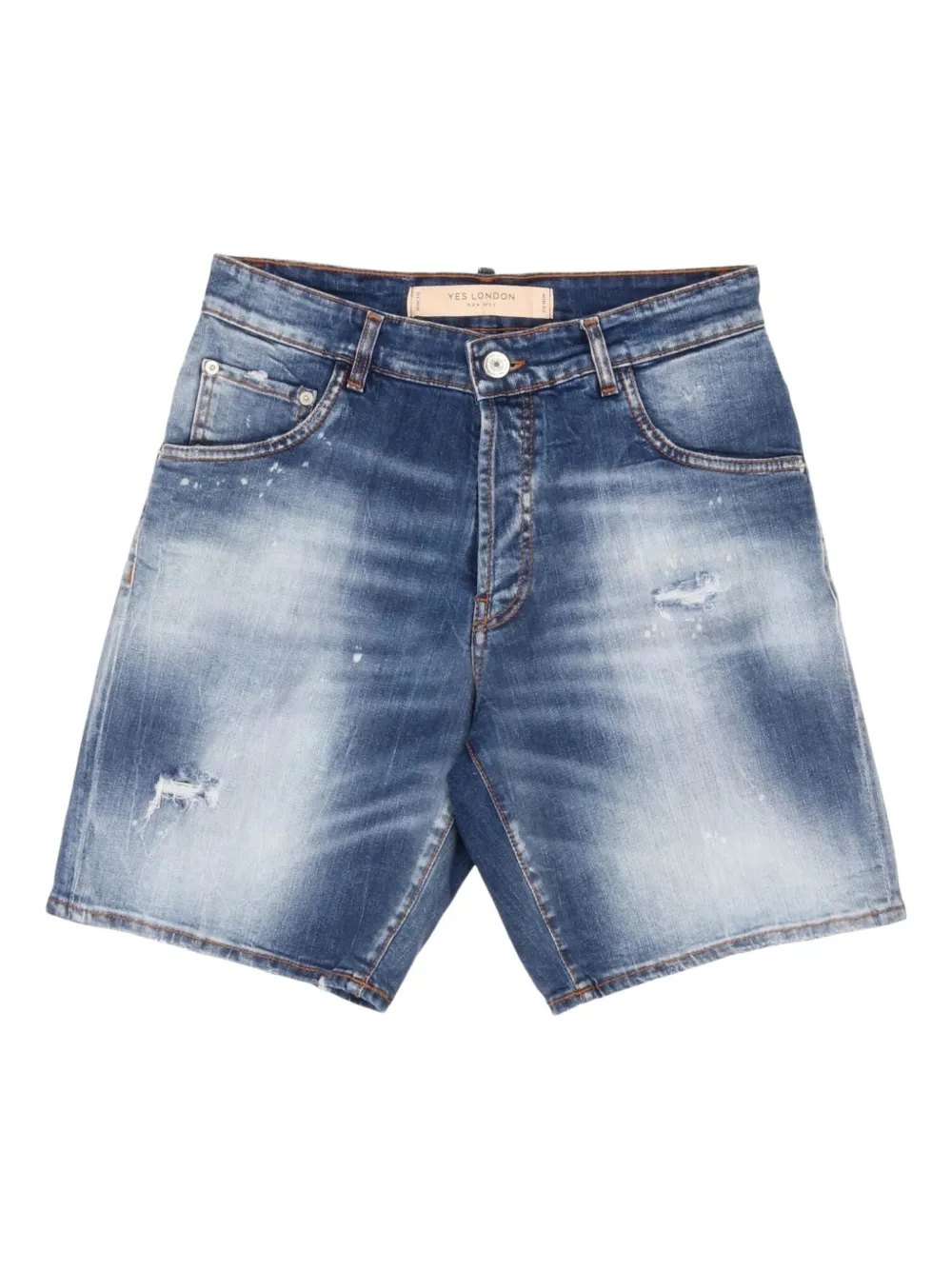 YES LONDON Gerafelde denim shorts Blauw