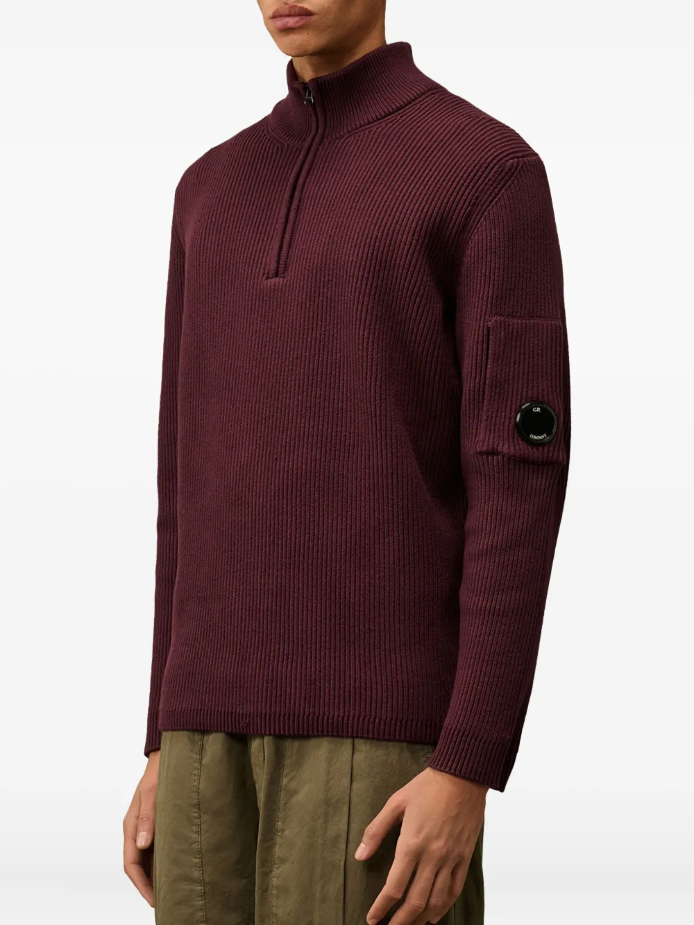 C.P. Company ribbed half-zip sweater Rood