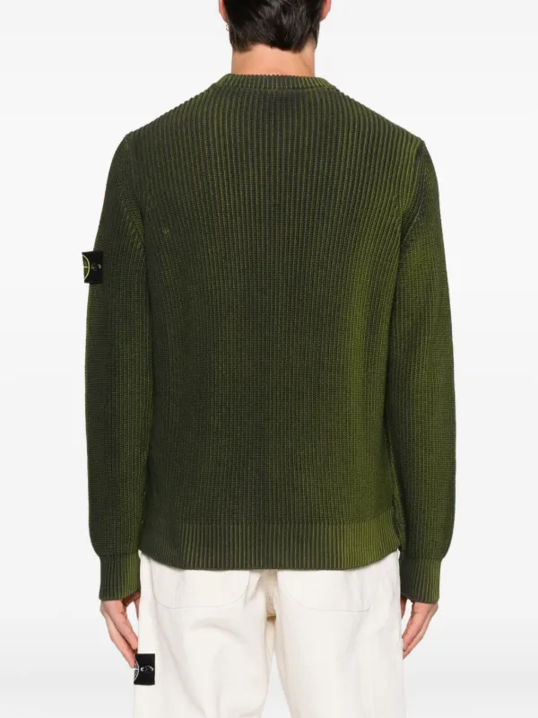 STONE  グリーンニット Stone Island Ribbed crew-neck Sweater | Green | FARFETCH