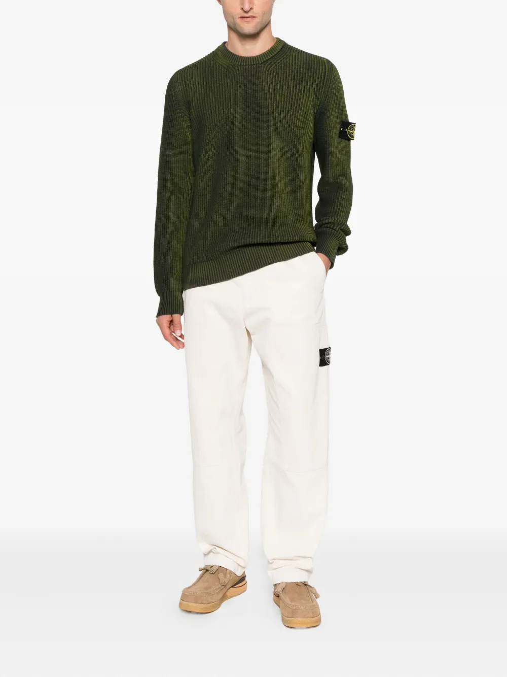 Stone Island ribbed crew-neck sweater Groen