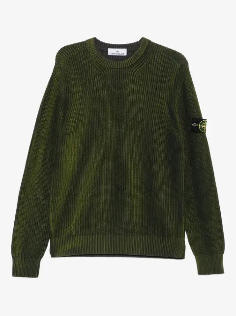 Stone Island suéter tejido de canalé con cuello redondo